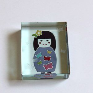 Spaceform London Glass Japanese Kabuki Girl Paperweight